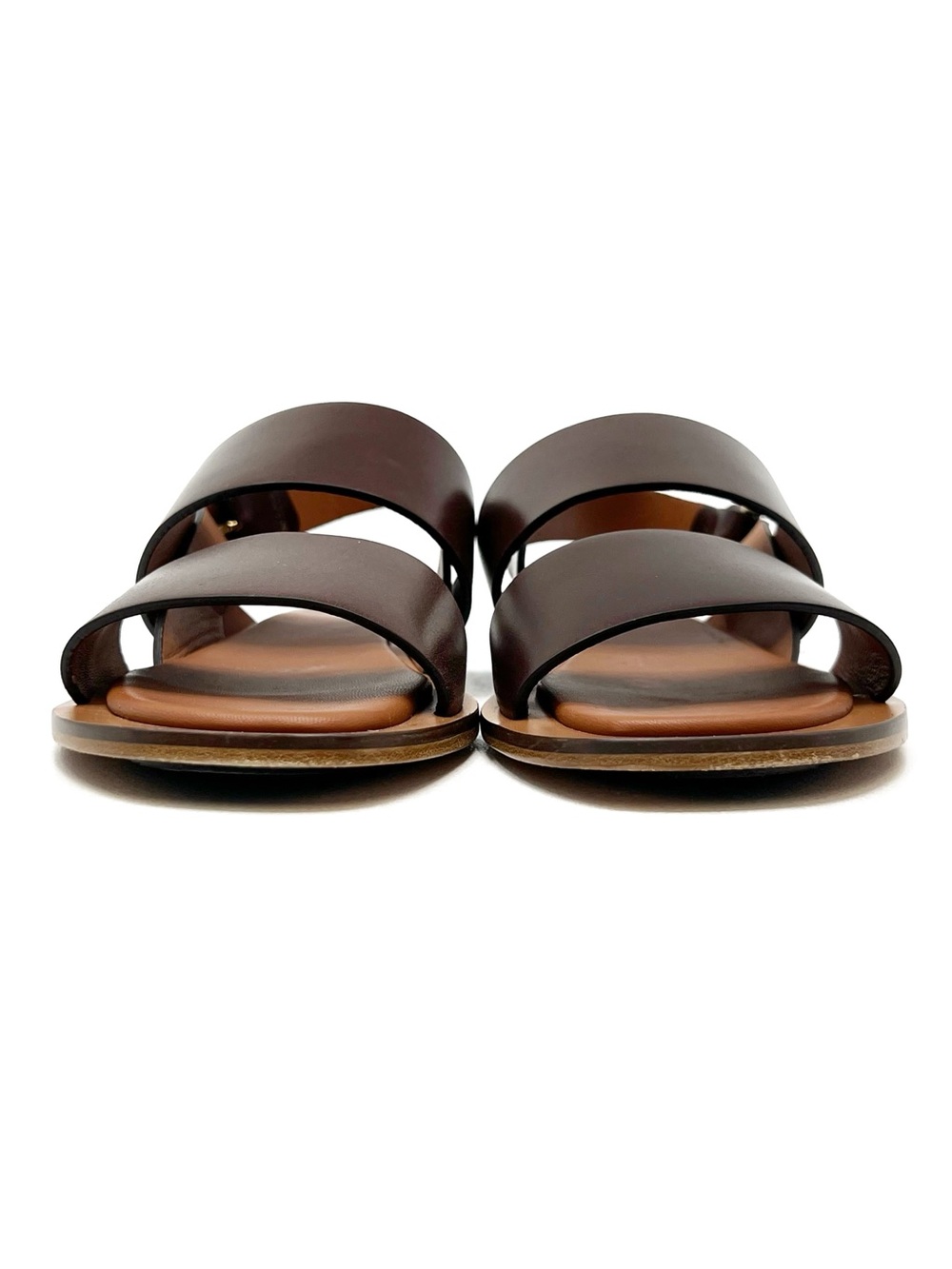Mansur Gavriel Double Strap Sandals Size 38/8 Chocolate Brown Leather Flats EUC - Picture 4 of 12